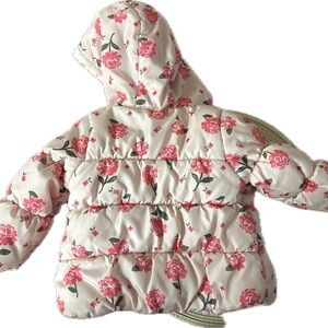 Carter's Floral Puffer Jacket - Pink and White